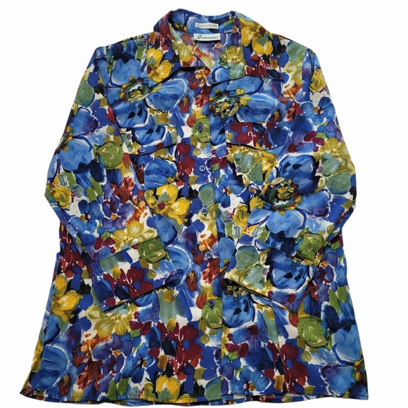 Vintage 80's/90's Joanna Floral Blouse Sz Small - Picture 2 of 7